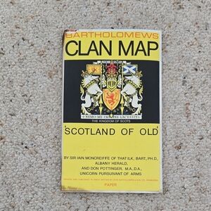 Bartholomews Clan Map 'Scotland Of Old' Paper Foldable Poster Size Please Read